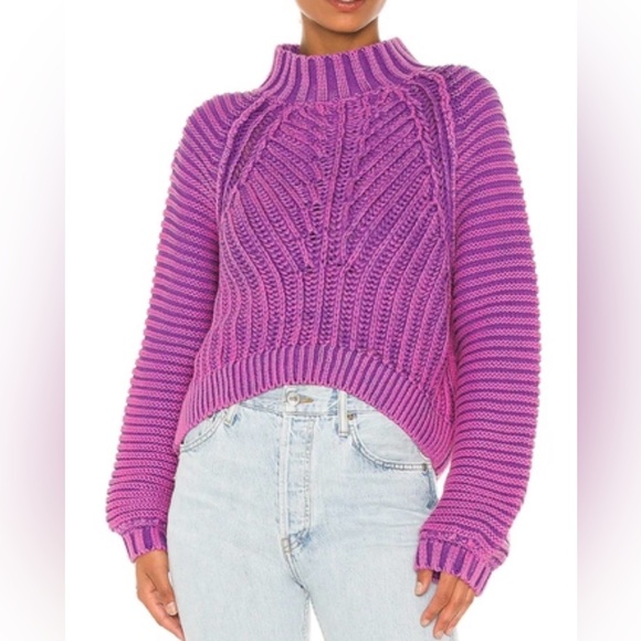 Free People Sweaters - Free People Sweatheart Mock Neck Sweater in Glowing Orchid, size Small.